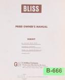 Bliss-Bliss Series 102, 112 102A-112A, Inclinable Press, Service !-154 Manual 1987-102-102A-112A-112-03